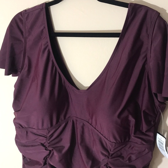 Torrid swimsuit grape purple flutter sleeve - Picture 9 of 13